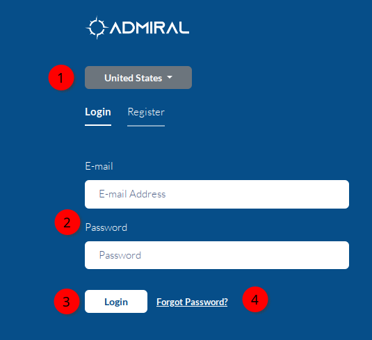 Admiral Log In Page