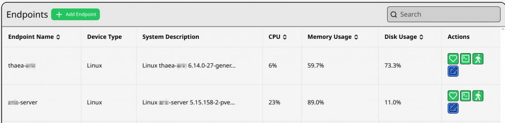 Endpoints Page