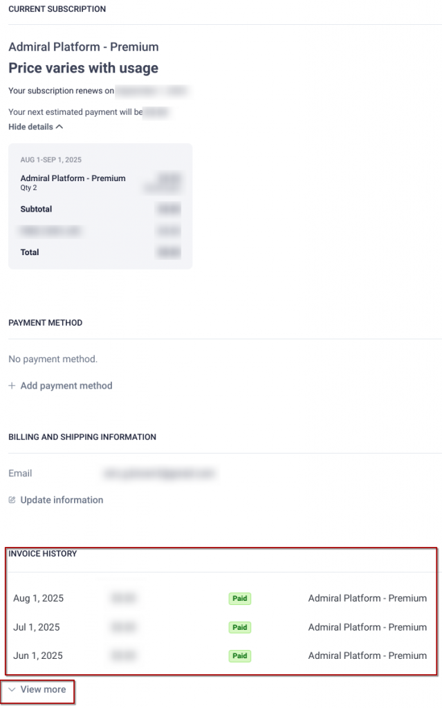 Stripe Billing View Past Invoices