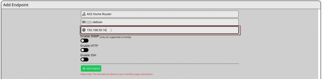 Enter IP Address Endpoints